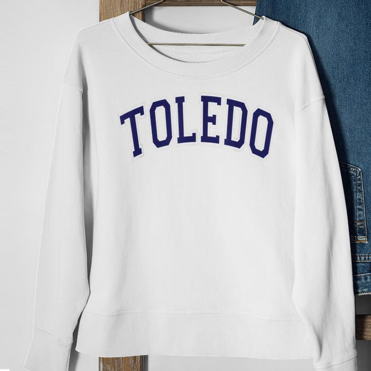 Toledo Ohio Varsity Style Navy Blue Text Sweatshirt Gifts for Old Women