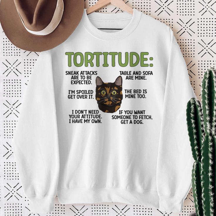 Tortitude Tortie Cat Lover Tortoiseshell Cat Owner Sweatshirt Gifts for Old Women