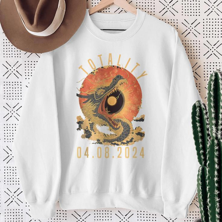 Totality 04082024 Dragon & Sun Solar Eclipse April 8 2024 Sweatshirt Gifts for Old Women