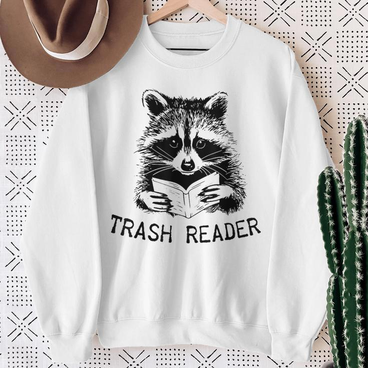 Trash Reader Bookish Raccoon Book Lover Opossum Meme Sweatshirt Gifts for Old Women