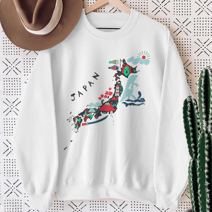 Travel Asia Japan Map Tokyo Japanese Vacation Souvenir Sweatshirt Gifts for Old Women