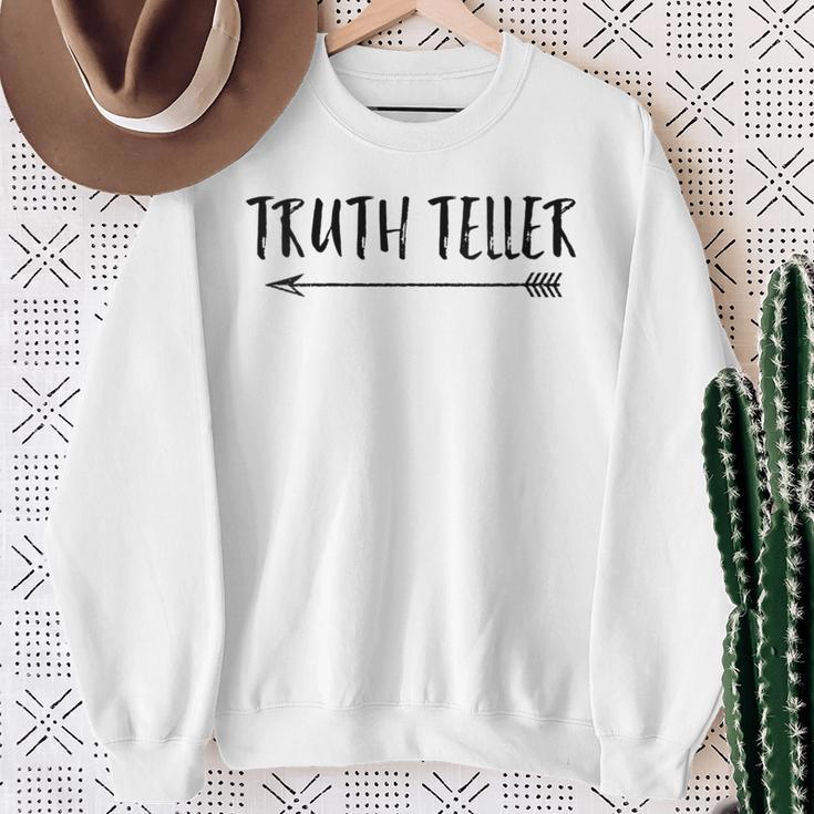 Truth Teller Distressed Arrow Trending Sweatshirt Gifts for Old Women