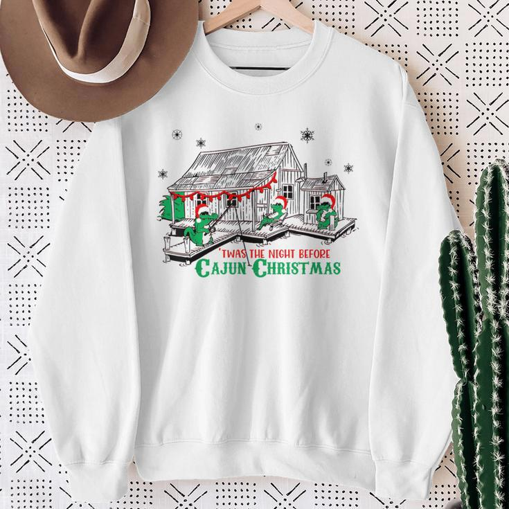 'Twas The Night Before Cajun Christmas Crocodile Xmas Sweatshirt Gifts for Old Women