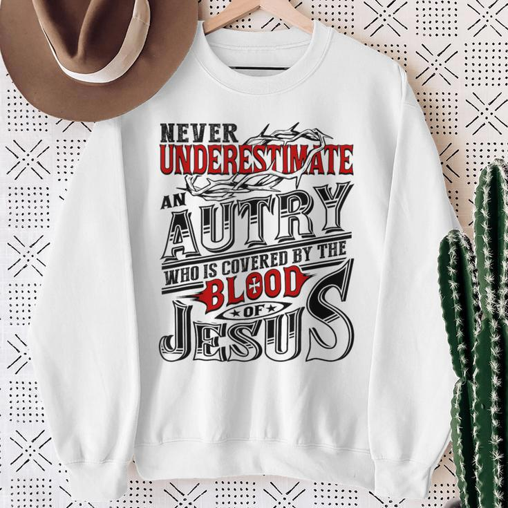 Never Underestimate Autry Family Name Sweatshirt Gifts for Old Women