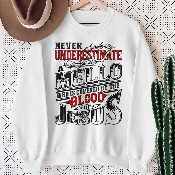 Never Underestimate Mello Family Name Sweatshirt Gifts for Old Women