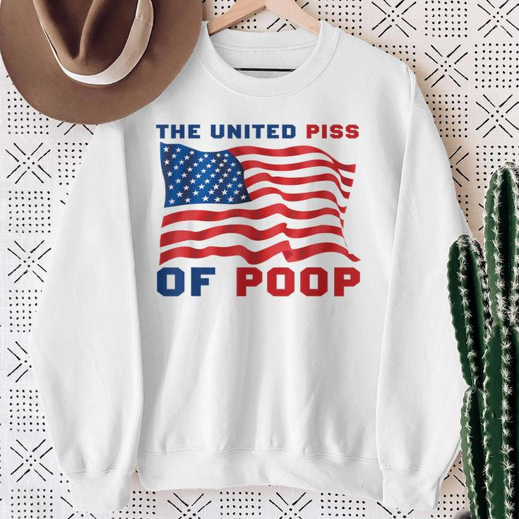 The United Piss Of Poop American Flag Saying Sweatshirt Gifts for Old Women