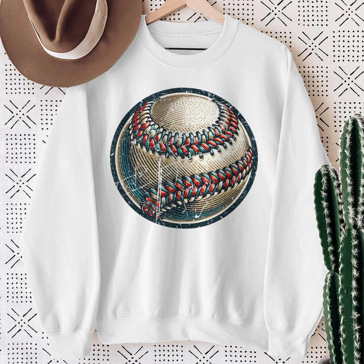 Vintage Baseball Dad Apparel Dad Basebal Happy Fathers Day Sweatshirt Gifts for Old Women