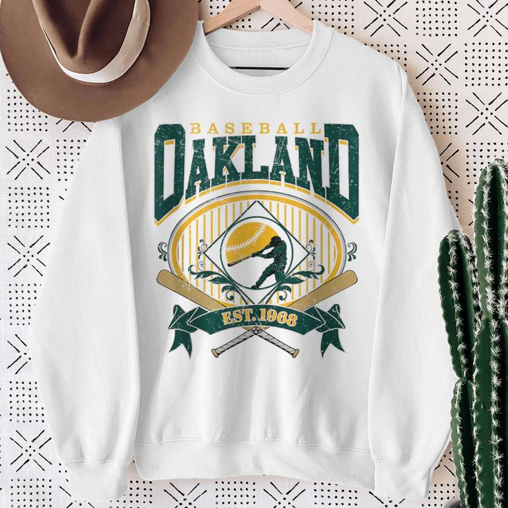 Vintage Oakland Baseball Home Plate & Bat Script Gameday Fan Sweatshirt Gifts for Old Women