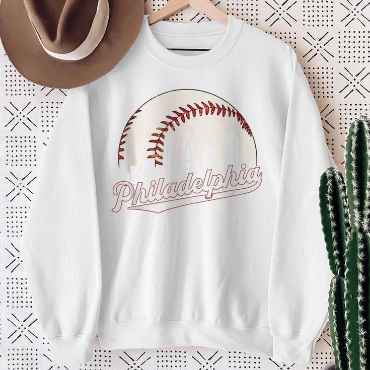 Vintage Philadelphia Philly Cityscape Baseball Skyline Old Sweatshirt Gifts for Old Women
