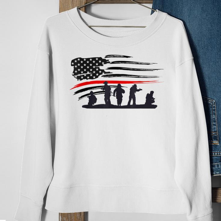 Vintage Thin Red Line Firefighter American Flag Sweatshirt Gifts for Old Women