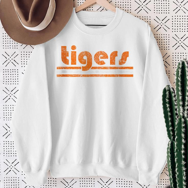 Vintage Tigers Retro Three Stripes Weathered Sweatshirt Gifts for Old Women