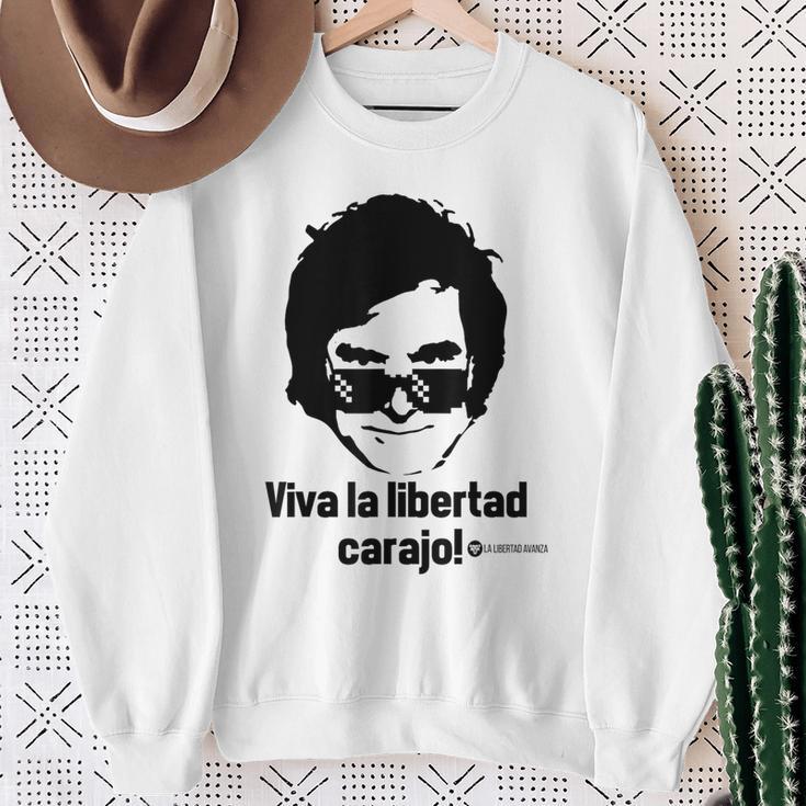 Viva La Libertad Carajo La Libertad Avanza Javier Milei Gray Sweatshirt Geschenke für alte Frauen