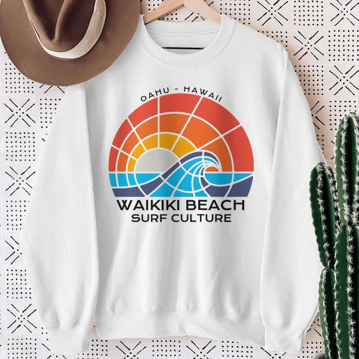 Waikiki Surf Culture Colorful Beach Sweatshirt Gifts for Old Women