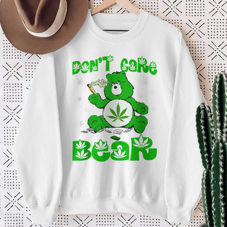 Weed Bear Herb Bear Don't Care Bear Marijuana Cannabis Sweatshirt Gifts for Old Women