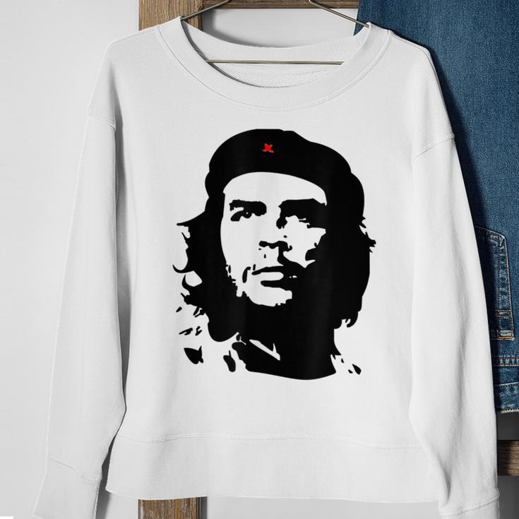 Weißes Sweatshirt mit ikonischem Porträt-Print & rotem Stern Geschenke für alte Frauen