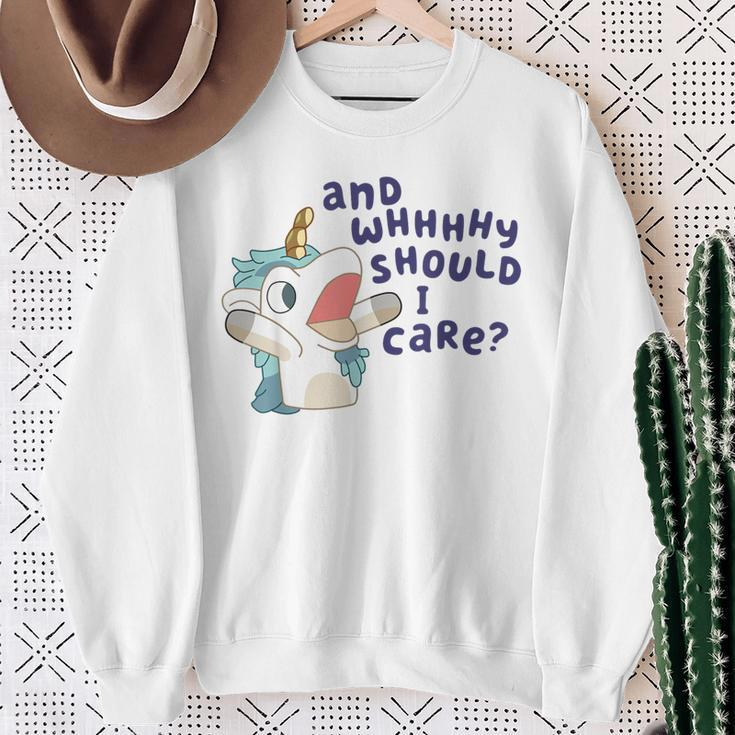 And Why Should I Care Cute Unicorn Lovers Saying Sweatshirt Gifts for Old Women