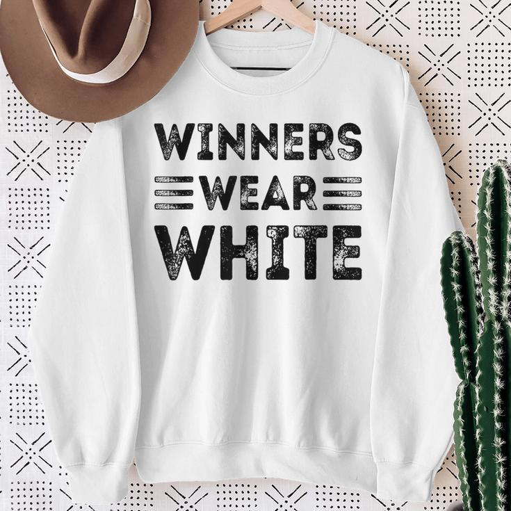 Winners Wear White Color Team Spirit Game War Camp Crew Sweatshirt Gifts for Old Women