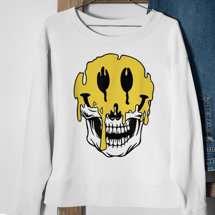 Y2k Smiling Skull Face Cyber Streetwear Graphic Sweatshirt Gifts for Old Women