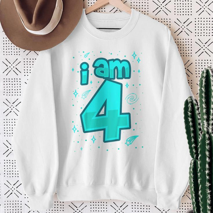 Youth 4Th Birthday Boy I Am 4 Year Old Space Sweatshirt Gifts for Old Women