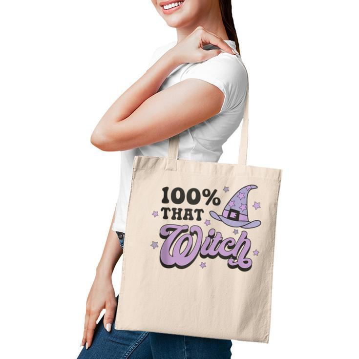 100 That Witch Witchy Woman Witch Vibes Funny Halloween  Tote Bag