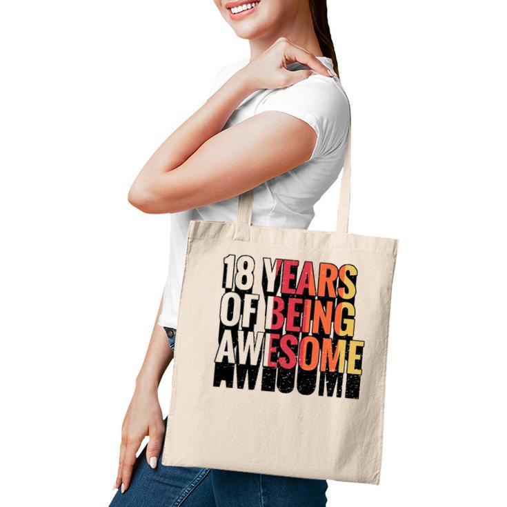 18 Years Of Being Awesome Gift 18 Years Old 18Th Birthday Tote Bag
