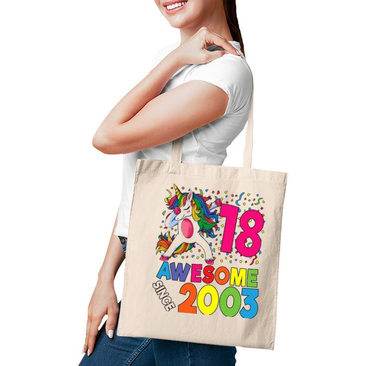 18Th Birthday Dabbing Unicorn Party Gift 18 Years Old Girl Tote Bag