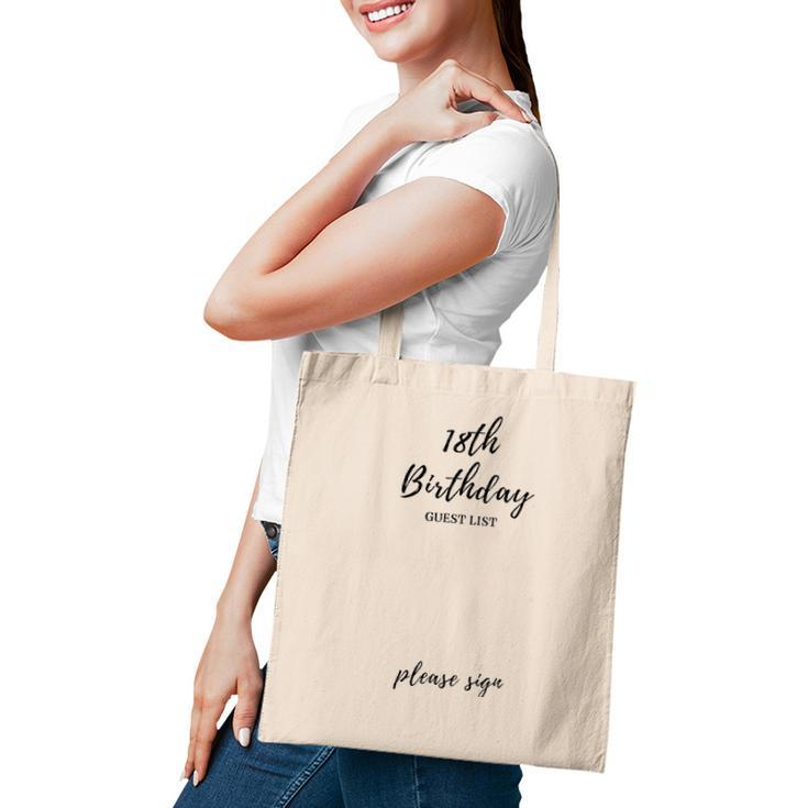 18Th Birthday Guest List 18 Years Old Anniversary Gift Tote Bag