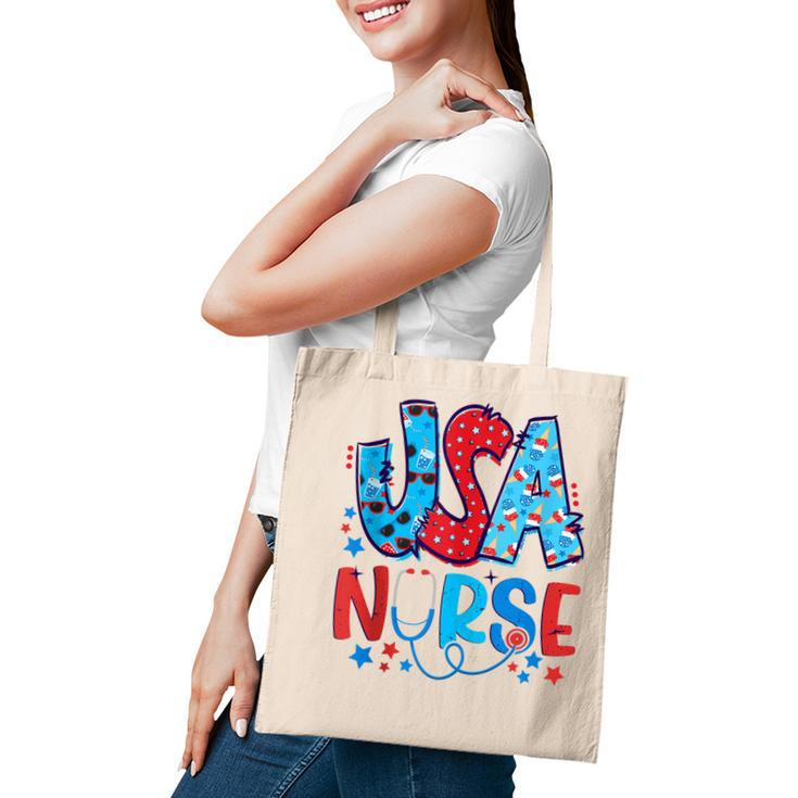 4Th Of July Usa Nursery American Nurse 2022 Patriotic Nurse  Tote Bag