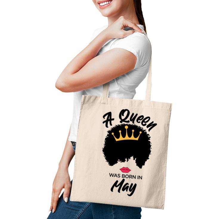 A Queen Was Born In May Curly Hair Cute Girl Tote Bag
