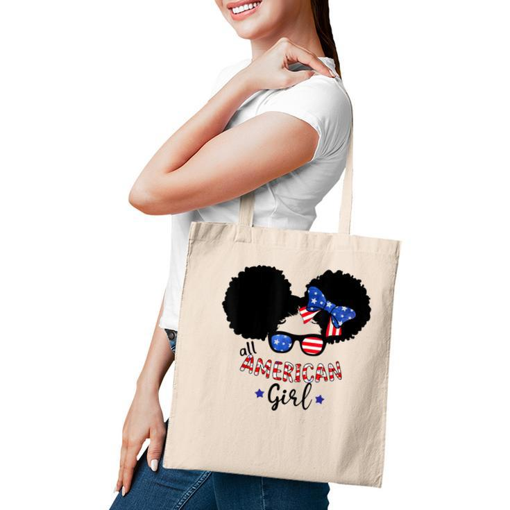 All American Girls 4Th Of July  Black African Messy Bun  Tote Bag