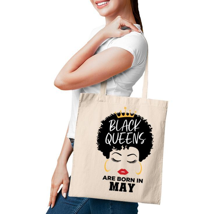 Black Queens Are Born In May Birthday Curly Hair Girl Tote Bag