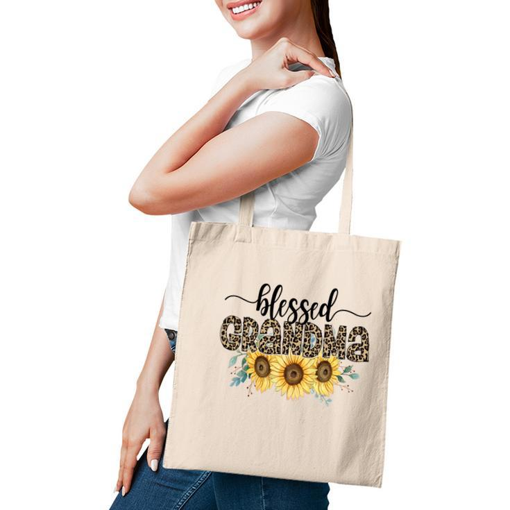 Blessed Grandma Sunflower Leopard Vintage Mothers Day Tote Bag