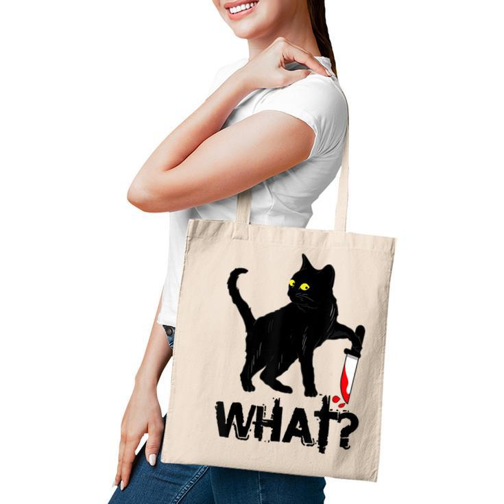Cat What  Murderous Black Cat With Knife Halloween  Tote Bag