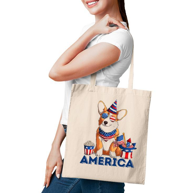 Corgi Dog American Flag Sunglasses Patriotic 4Th July Merica Tote Bag