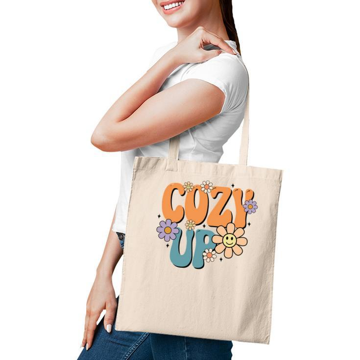 Cute Cozy Up Flowers Fall Tote Bag