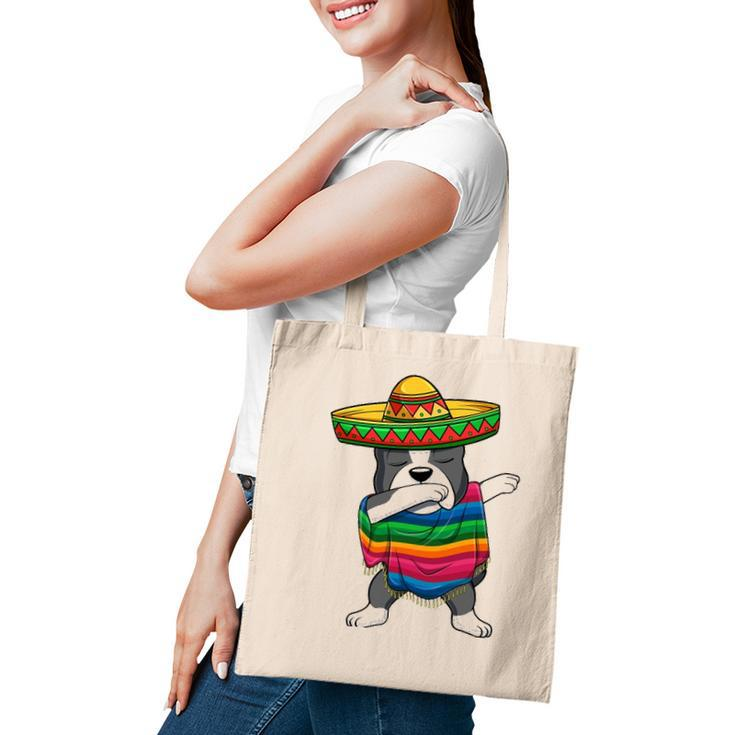 Dabbing Boston Terrier Mexican Poncho Sombrero Cinco De Mayo Tote Bag