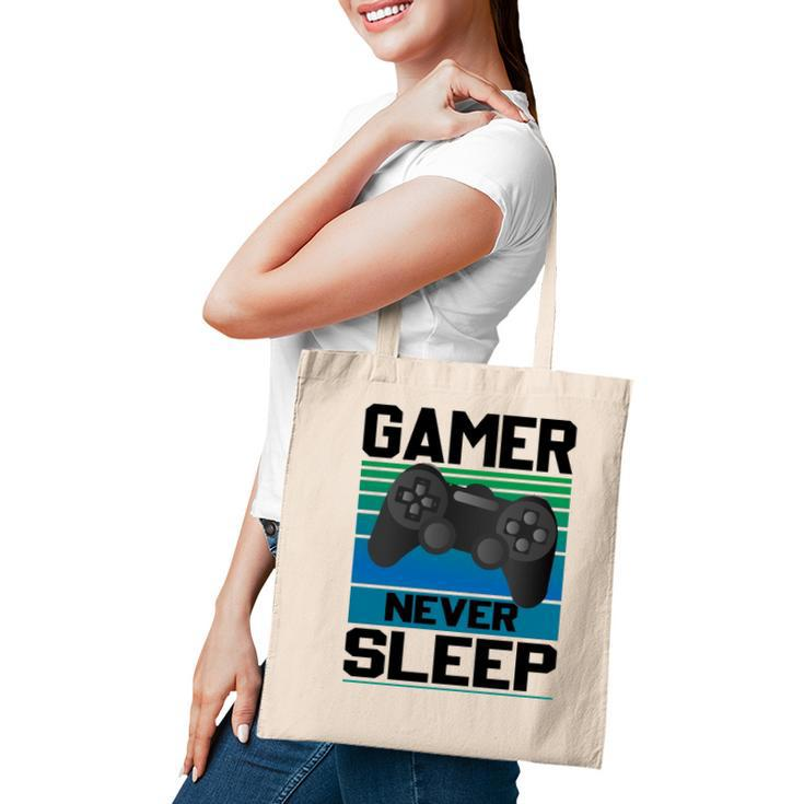 Gamers Never Sleep Funny Video Gamer Geeks Gaming Lover Boys Tote Bag