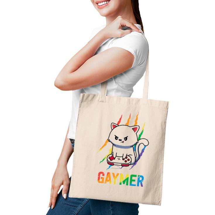 Gaymer Lgbt Cat Pride  Rainbow Video Game Lovers Gift  Tote Bag