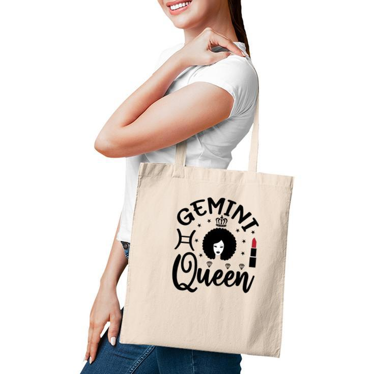 Gemini Girl Curly Hair Lipstick Decoration Birthday Tote Bag