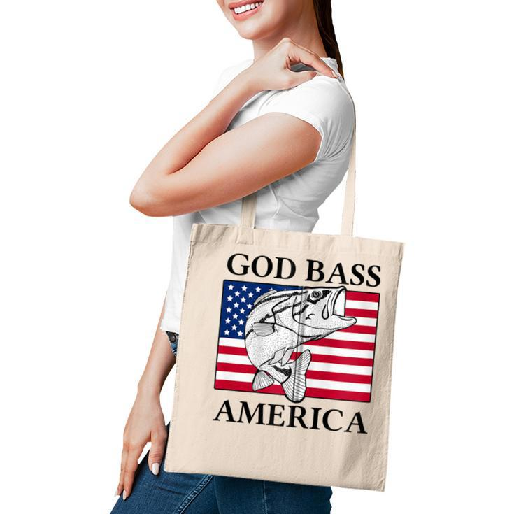 God Bass America Funny Fishing Dad 4Th Of July Usa Patriotic Zip  Tote Bag