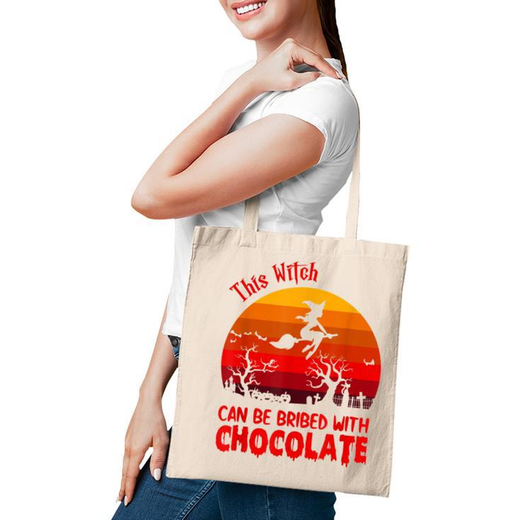 Halloween This Witch Can Be Bribed With Chocolate Retro  Tote Bag