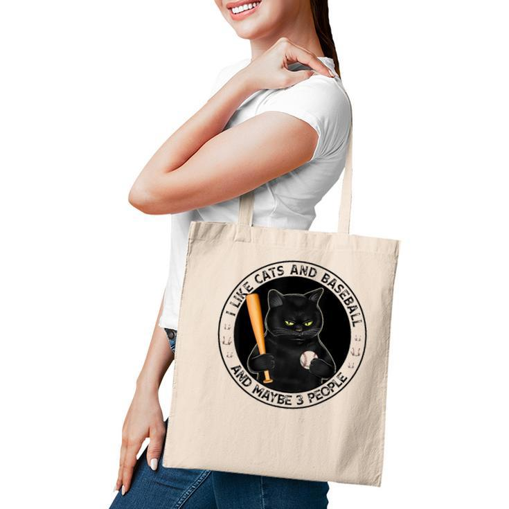 I Like Cats And Baseball And Maybe 3 People Vintage Tote Bag