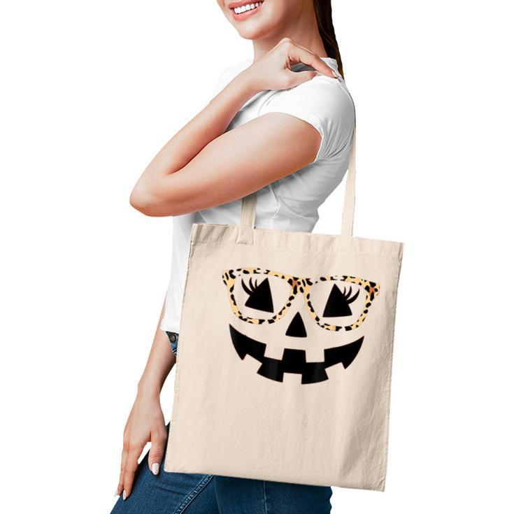 Jack O Lantern Pumpkin Halloween Costume Leopard Glasses  Tote Bag