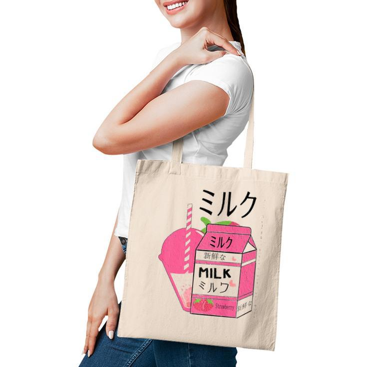 Kawaii90S Japanese Otaku Stylish Aesthetic Milk Strawberry Tote Bag