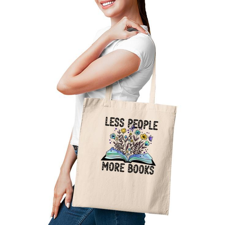 Less People More Books Teacher Black Graphic Tote Bag