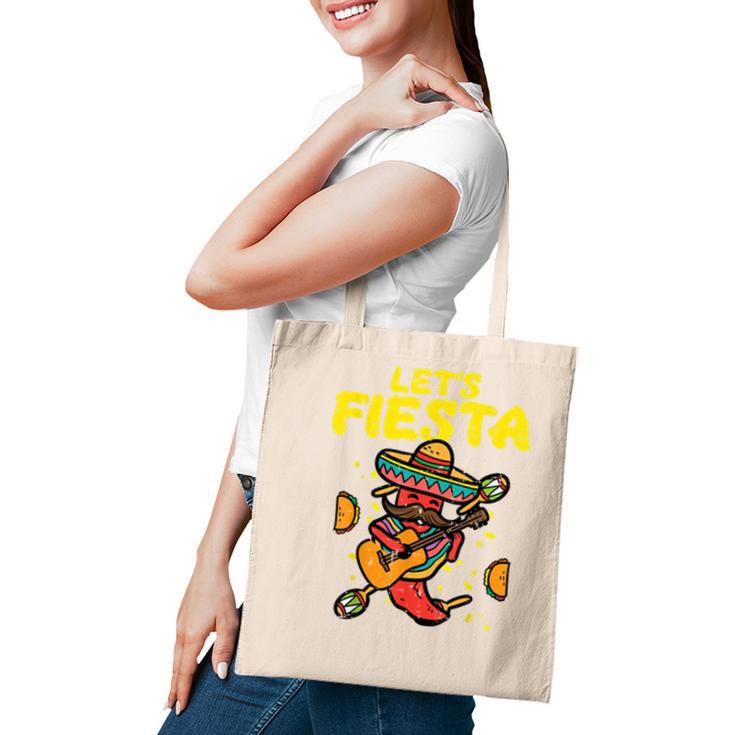 Lets Fiesta Jalapeno Funny Cinco De Mayo Mexican Party  Tote Bag