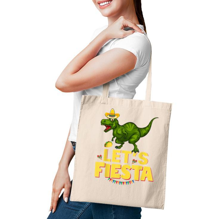Lets Fiesta Sombrero Dinosaur Lover Funny Cinco De Mayo  Tote Bag