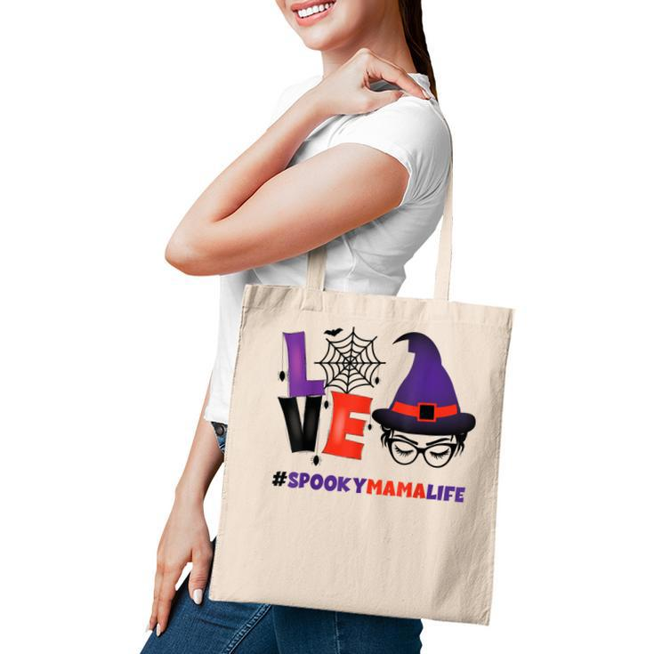 Love Halloween Mom Halloween Spooky Witch Face Mama Women  Tote Bag