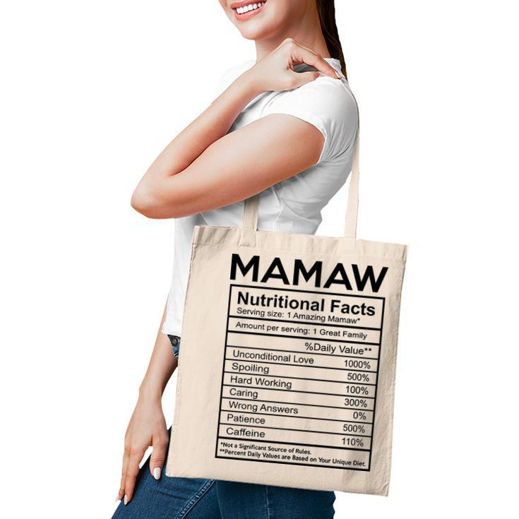 Mamaw Grandma Gift   Mamaw Nutritional Facts Tote Bag