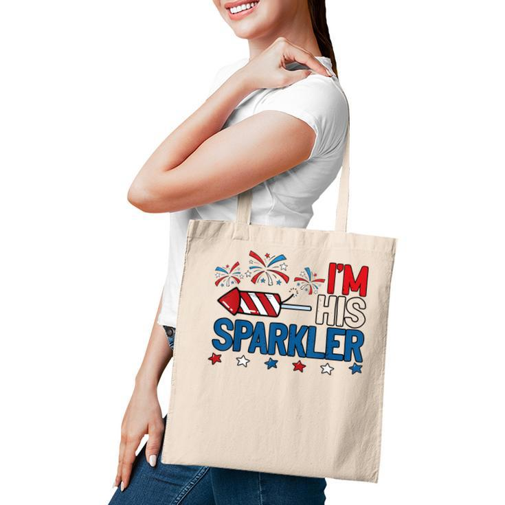 Mens Im His Sparkler Funny 4Th Of July Matching Couples For Her  Tote Bag